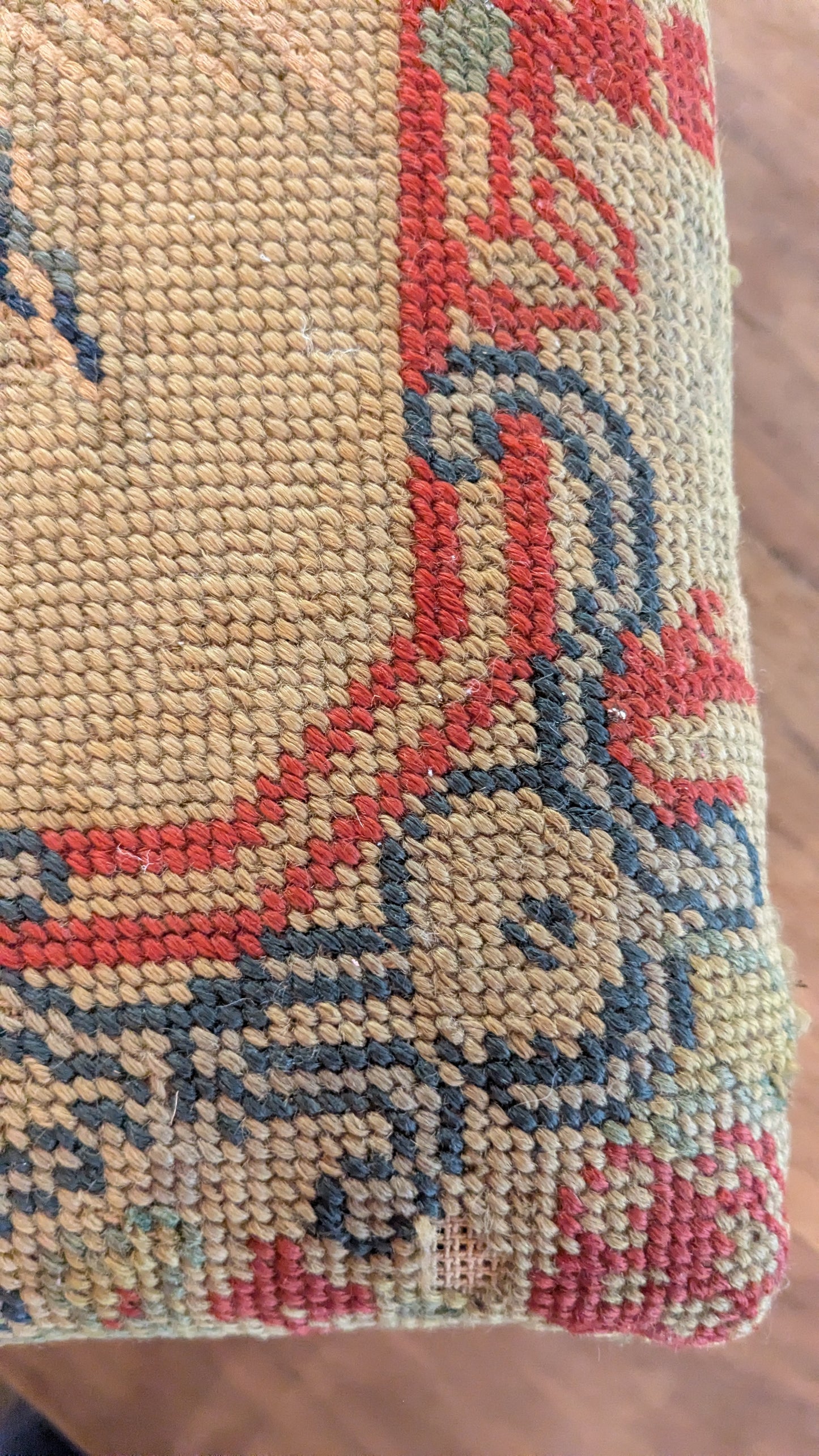 Antique Needlepoint Footstool