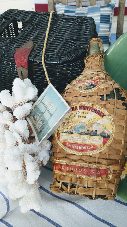 Vintage Wicker Covered Bottle