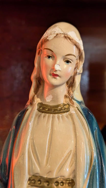Antique chalkware statue of The Virgin Mary