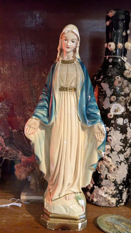 Antique chalkware statue of The Virgin Mary
