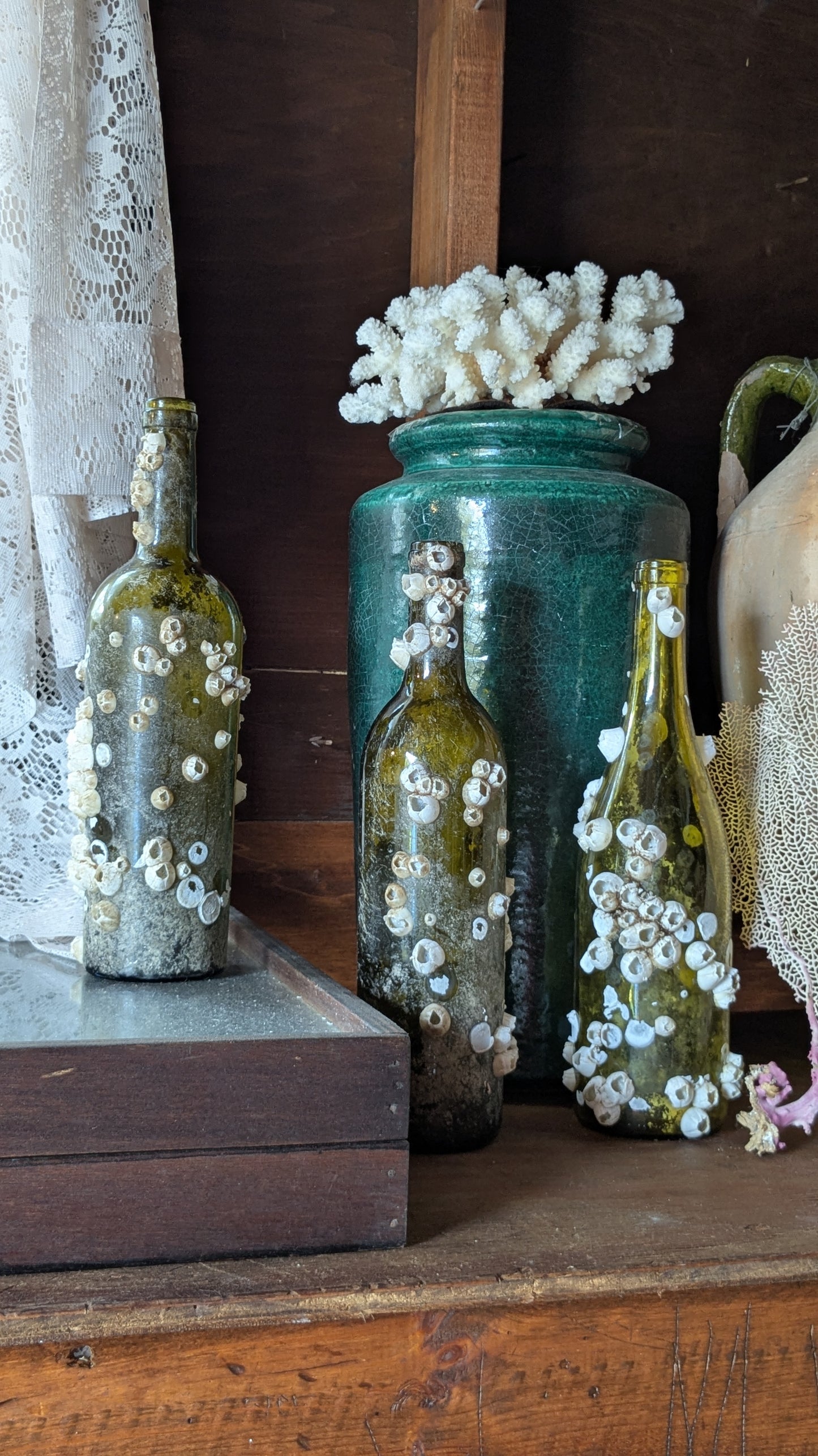 Barnacled Glass Wine Bottle