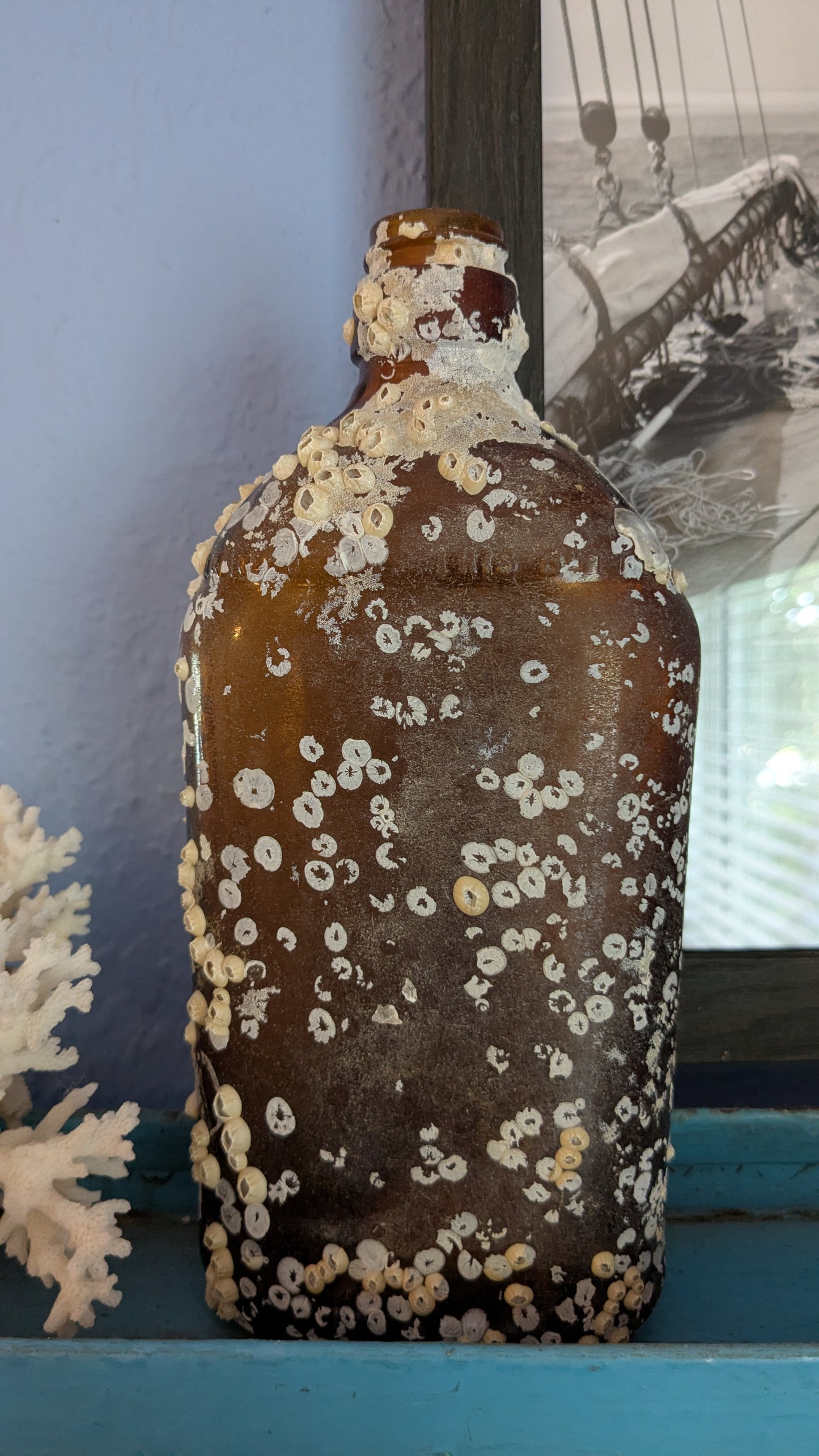 Authentic Barnacle Covered Glass Bottle