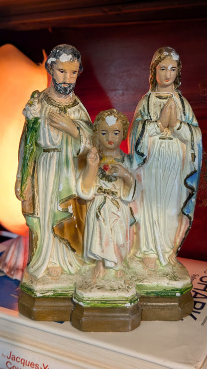 Antique chalkware statue of the Holy Family
