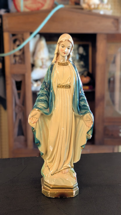 Antique chalkware statue of The Virgin Mary