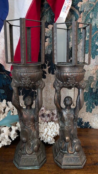 Pair of Art Deco Joan of Arc Lamps