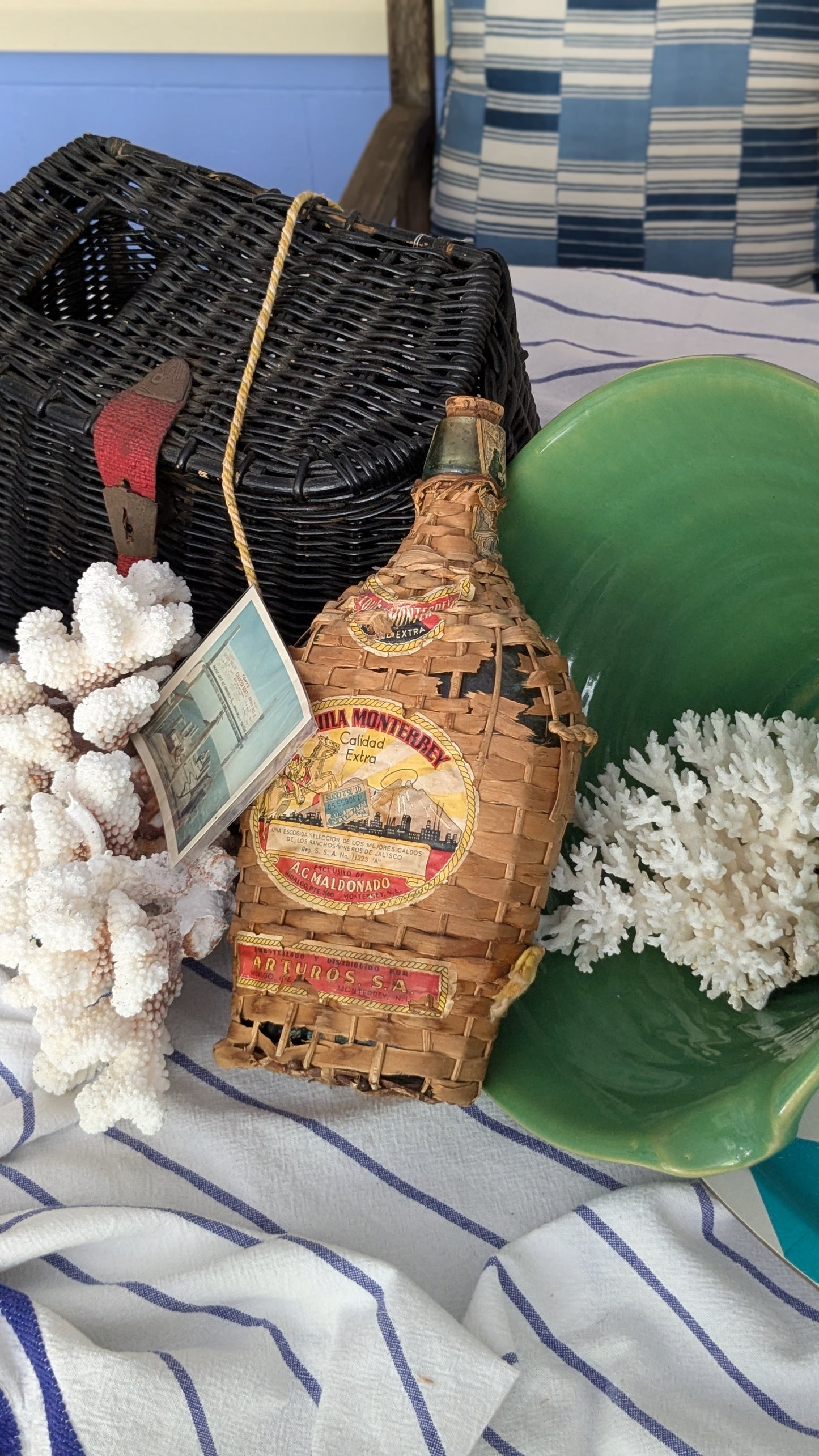 Vintage Wicker Covered Bottle