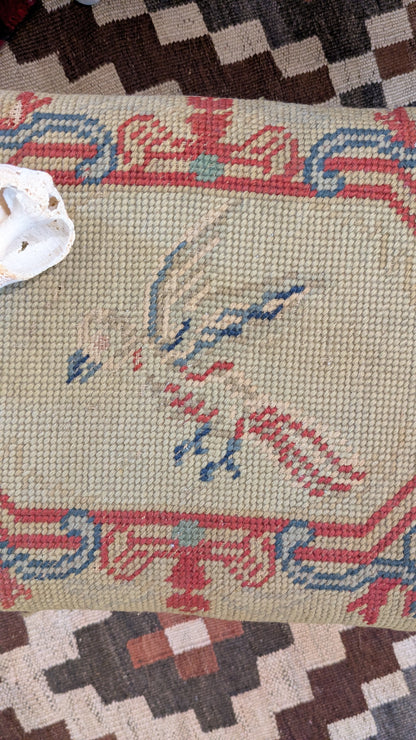 Antique Needlepoint Footstool