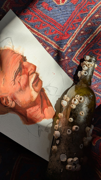 Barnacled Glass Wine Bottle