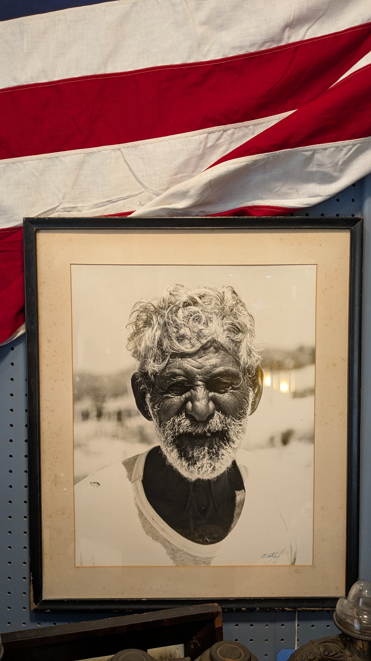 Vintage Framed Black and White Portrait Photograph