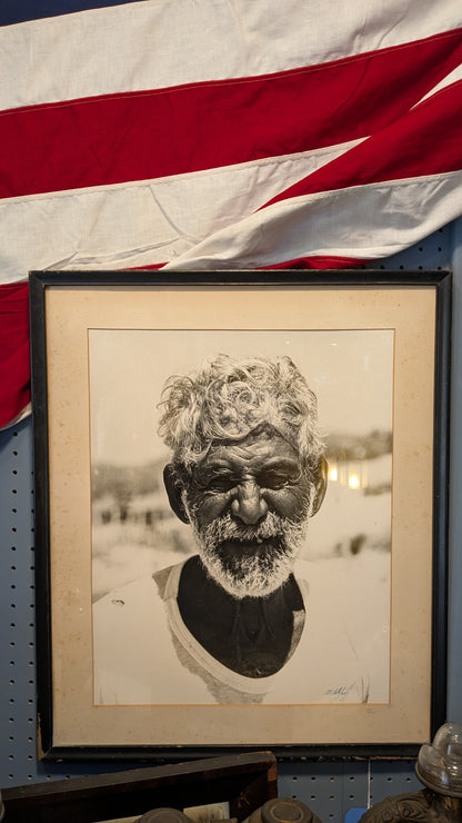 Vintage Framed Black and White Portrait Photograph