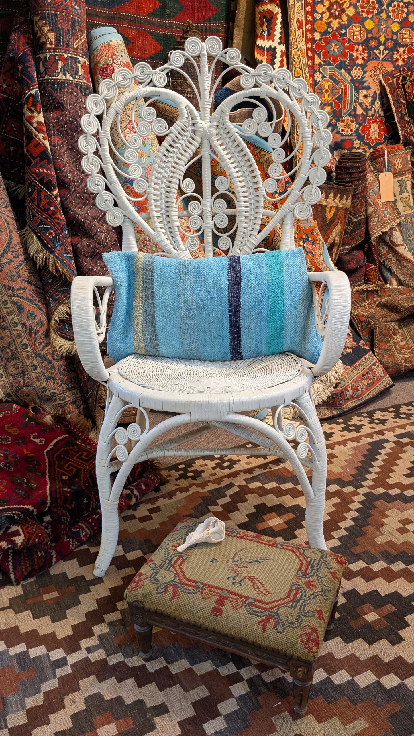 Antique Needlepoint Footstool