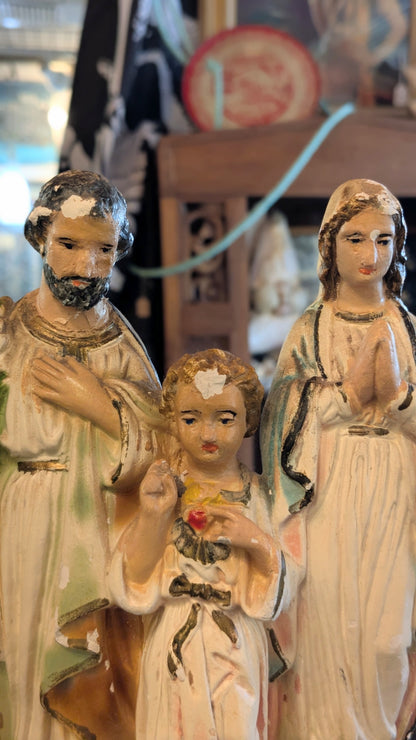 Antique chalkware statue of the Holy Family