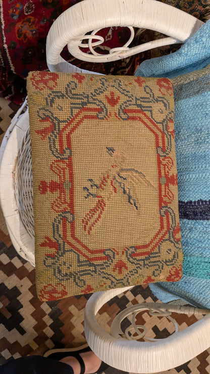 Antique Needlepoint Footstool