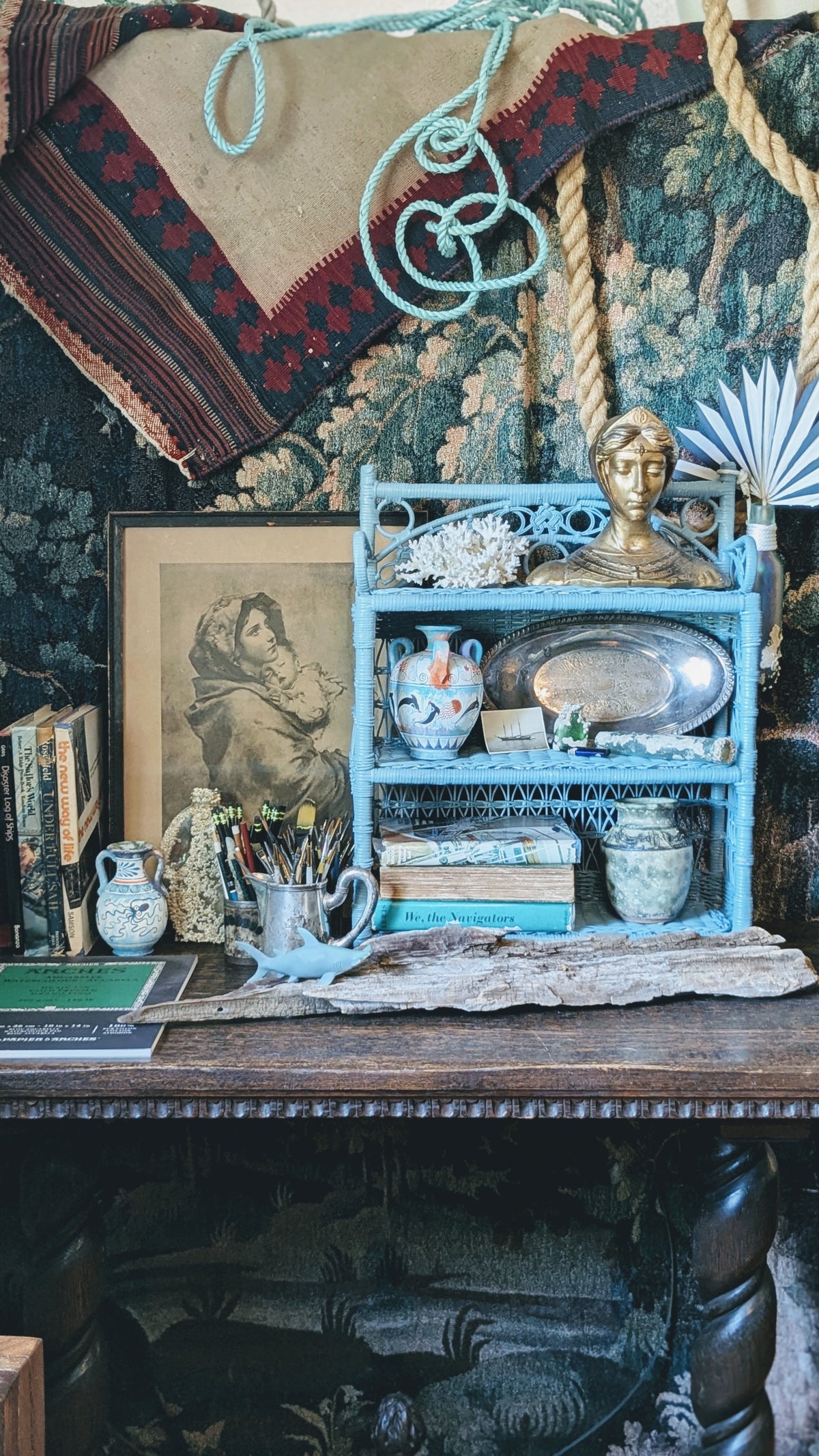 Vintage Wicker Shelves
