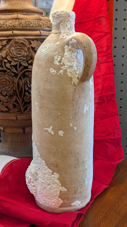 Antique Clay Bottle with Coral