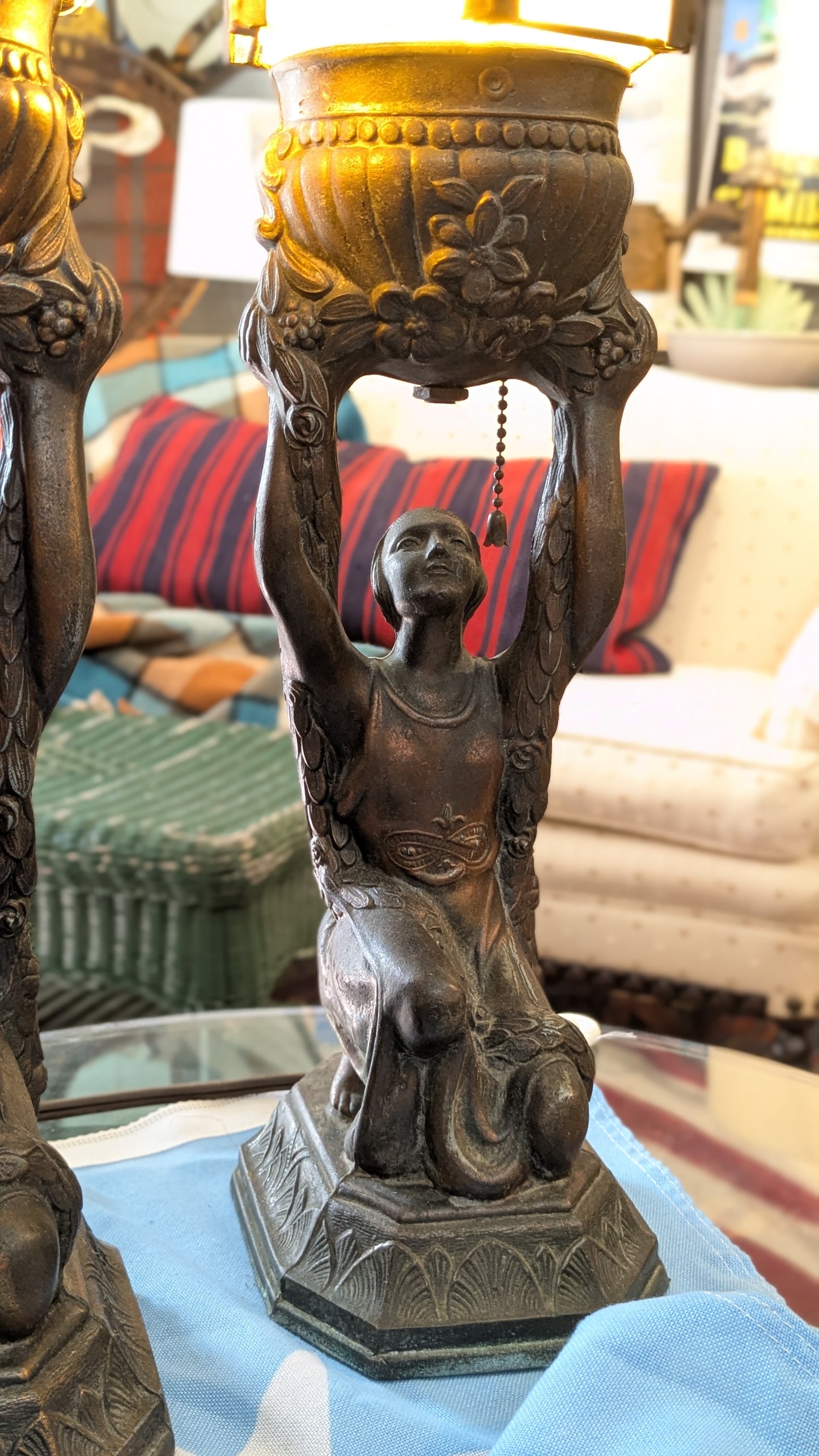 Pair of Art Deco Joan of Arc Lamps