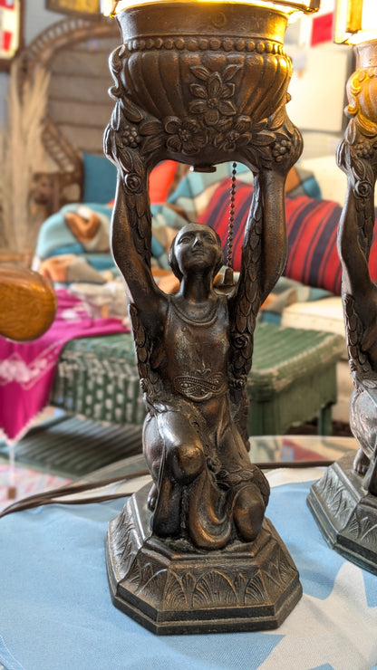 Pair of Art Deco Joan of Arc Lamps