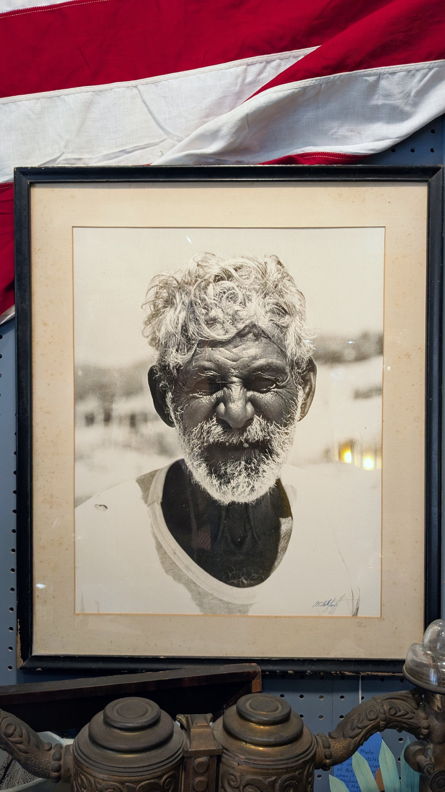 Vintage Framed Black and White Portrait Photograph