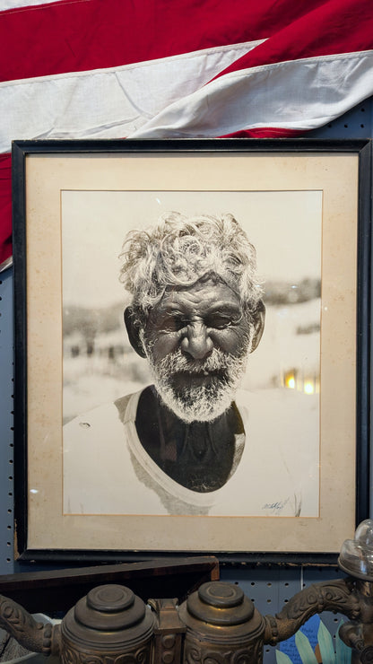Vintage Framed Black and White Portrait Photograph