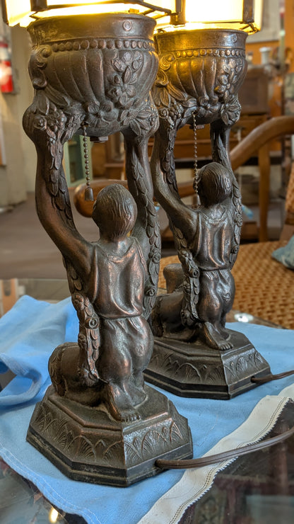 Pair of Art Deco Joan of Arc Lamps