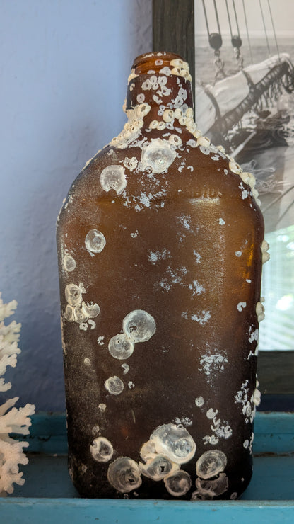 Authentic Barnacle Covered Glass Bottle