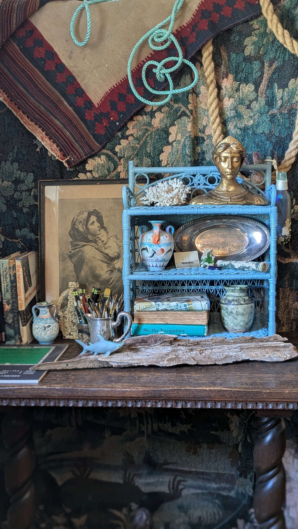 Vintage Wicker Shelves