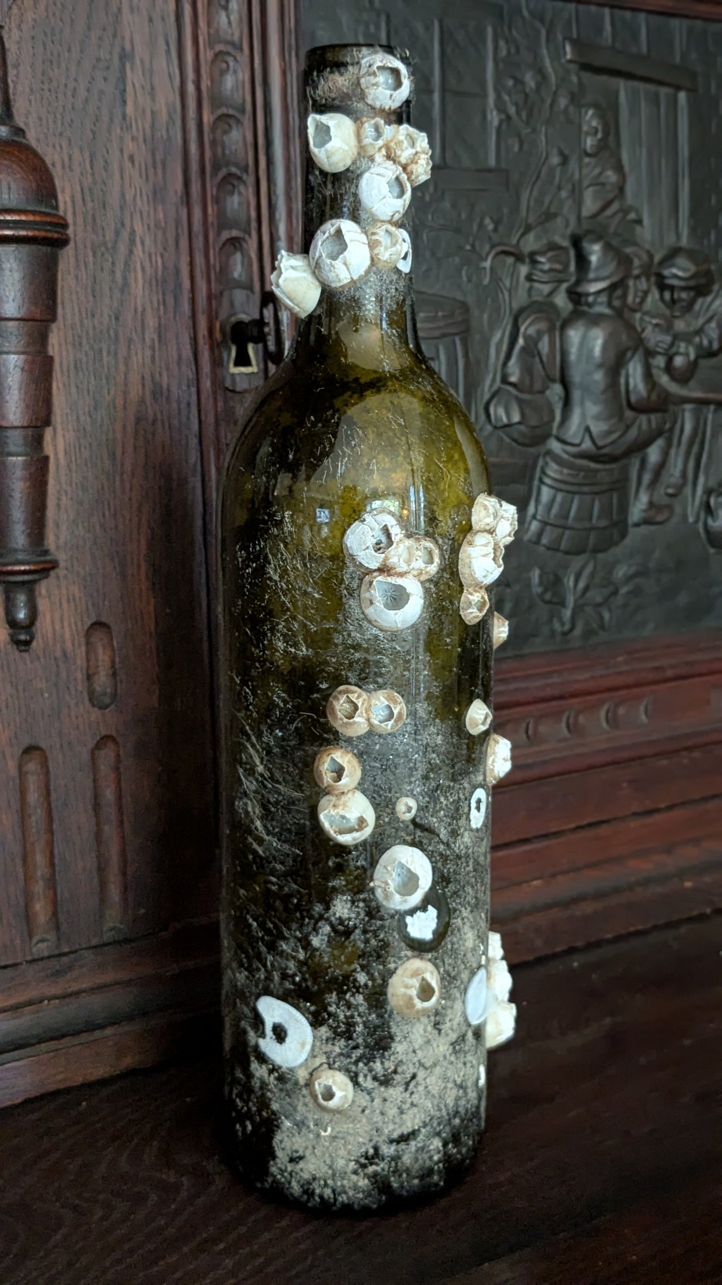 Barnacled Glass Wine Bottle