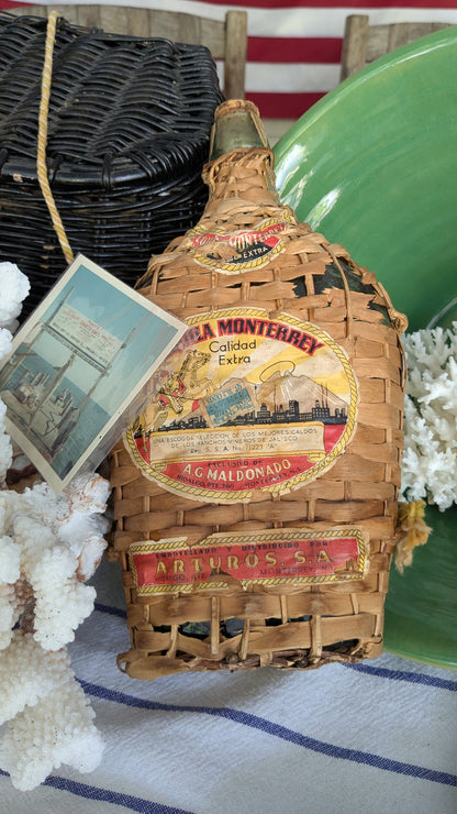 Vintage Wicker Covered Bottle