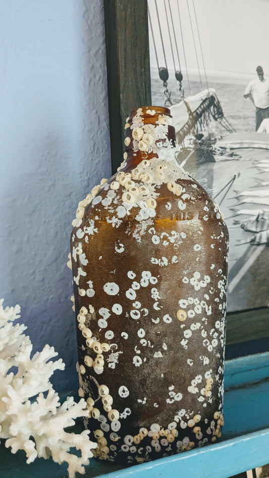 Authentic Barnacle Covered Glass Bottle