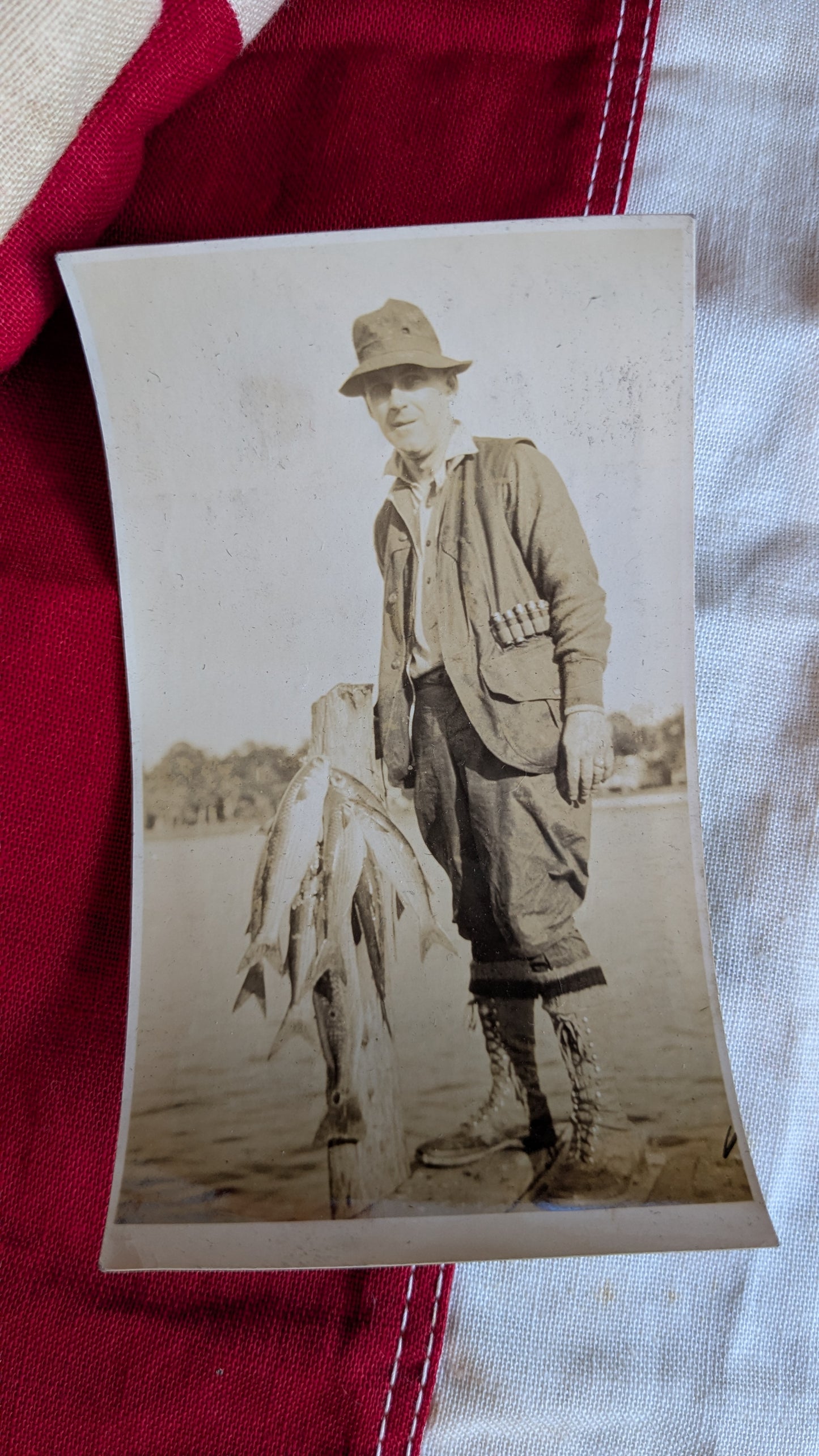 Antique Sepia Fishing Photograph