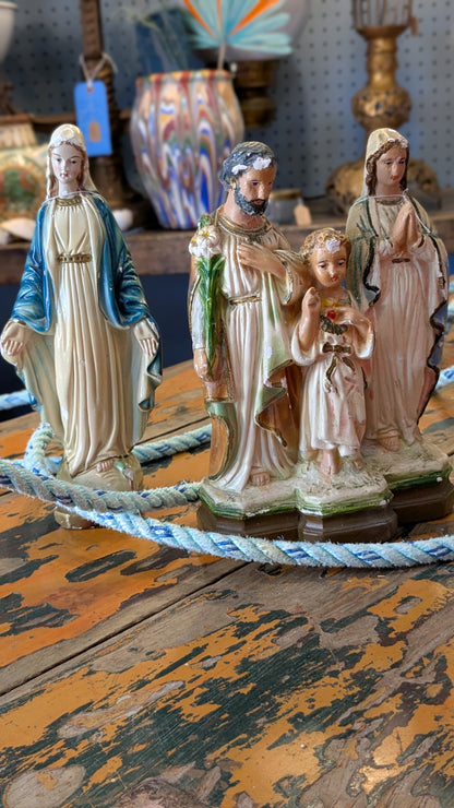 Antique chalkware statue of the Holy Family