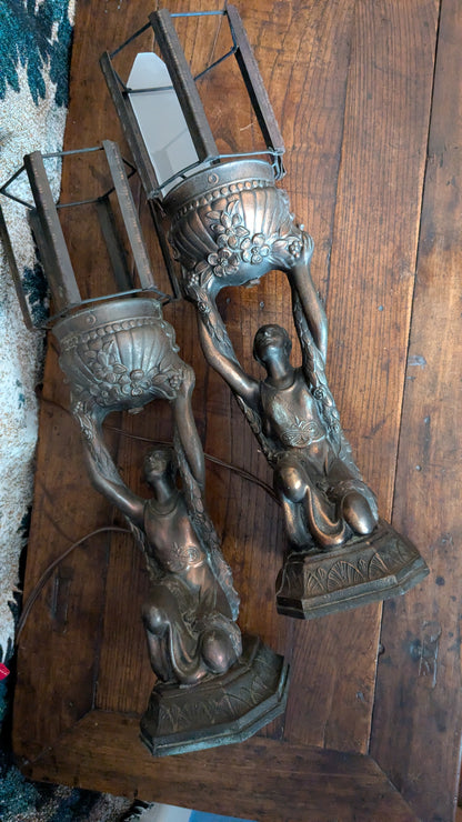 Pair of Art Deco Joan of Arc Lamps